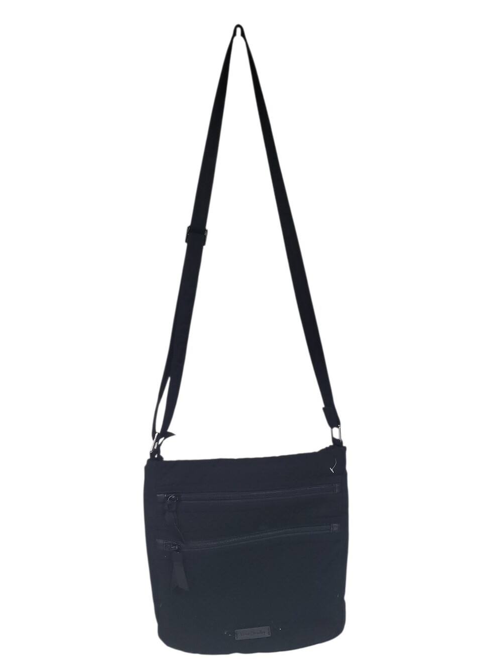 Vera Bradley Triple Zip Crossbody Minimalist Black Shoudler Bag Purse Evening